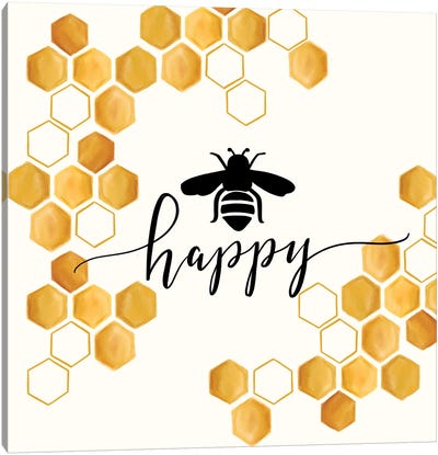 Bee Happy Canvas Art Print - Lily & Val