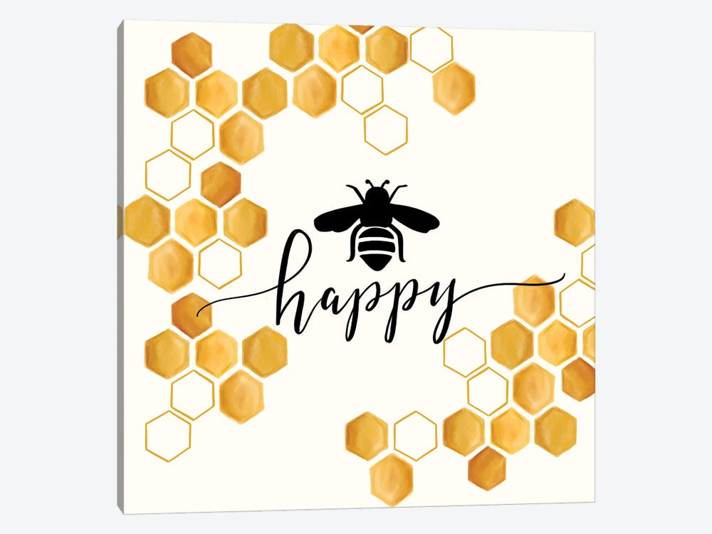 Bee Happy by Lily & Val 1-piece Canvas Wall Art