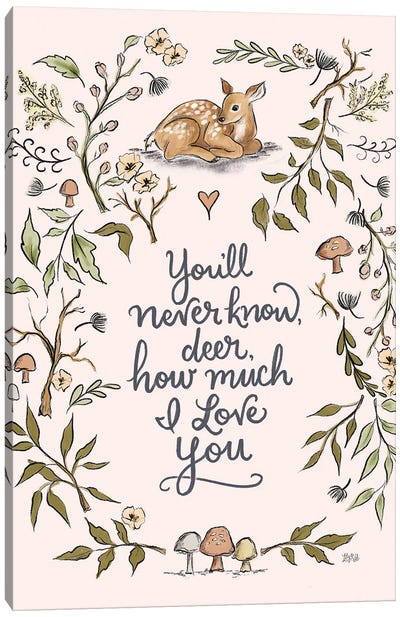 You'll Never Know Deer - Pink Canvas Art Print - Lily & Val