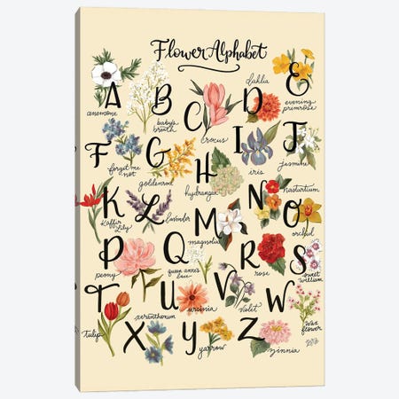 Flower Alphabet Canvas Print #LLV235} by Lily & Val Canvas Artwork