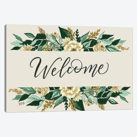 Floral Welcome Canvas Print #LLV236} by Lily & Val Canvas Art