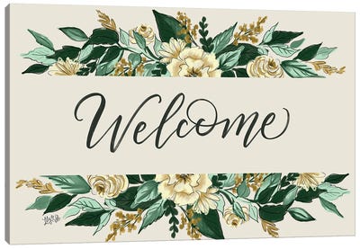 Floral Welcome Canvas Art Print - Lily & Val