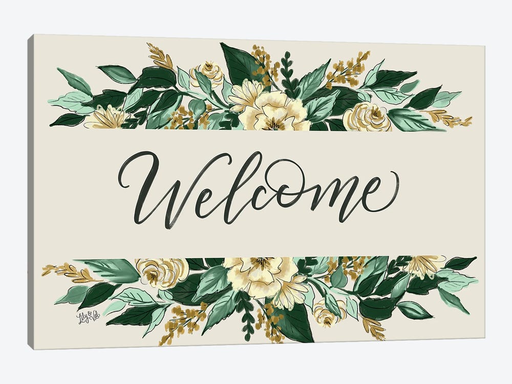 Floral Welcome by Lily & Val 1-piece Canvas Art
