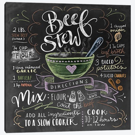 Beef Stew Recipe Canvas Print #LLV23} by Lily & Val Canvas Art