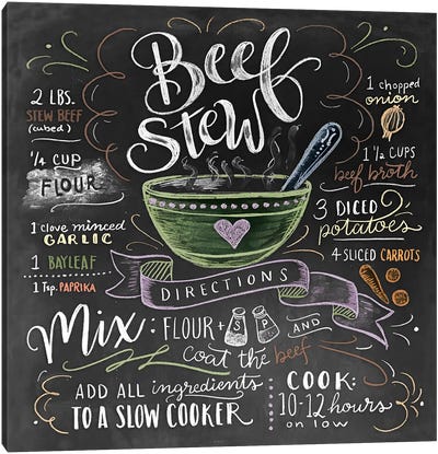 Beef Stew Recipe Canvas Art Print - Meats