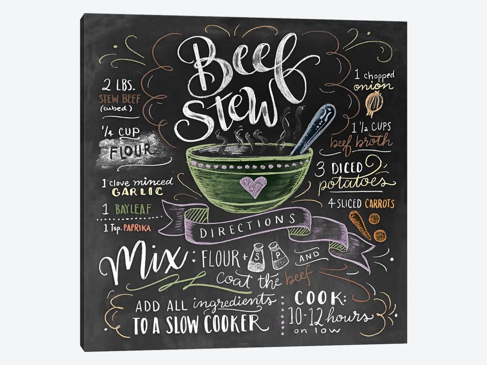 Beef Stew Recipe by Lily & Val 1-piece Canvas Print