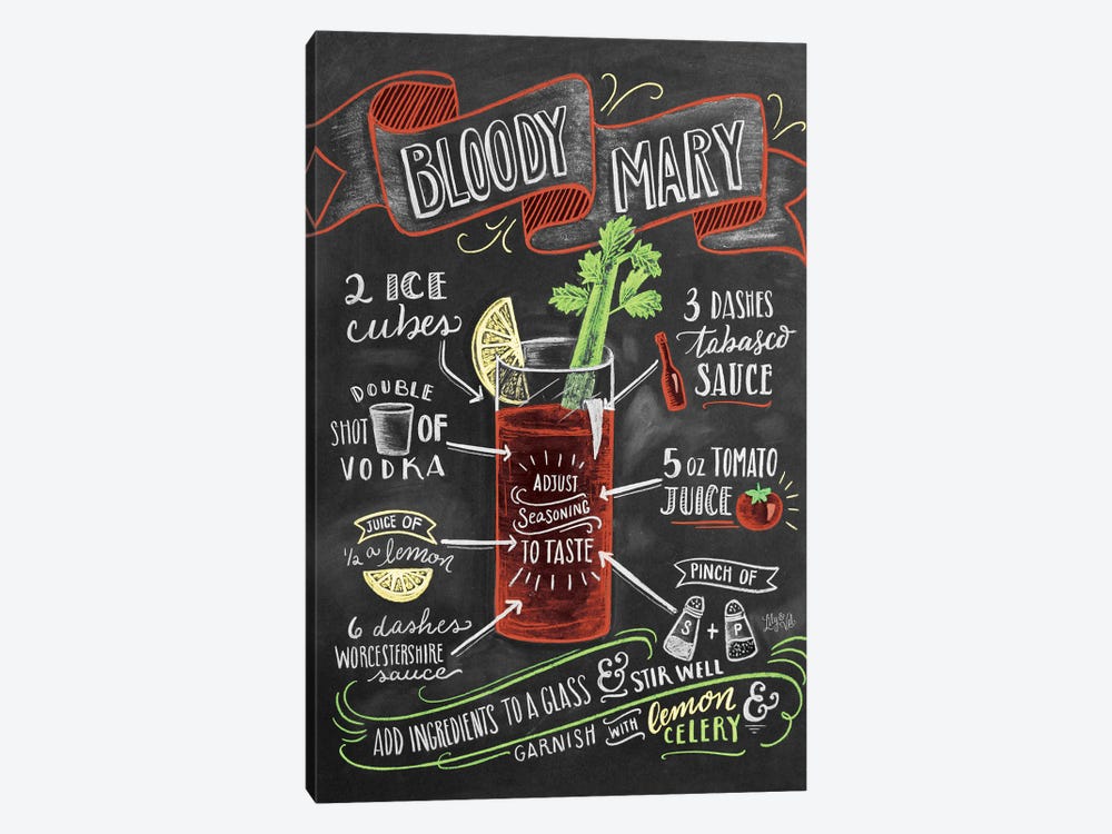 Bloody Mary Recipe by Lily & Val 1-piece Canvas Wall Art