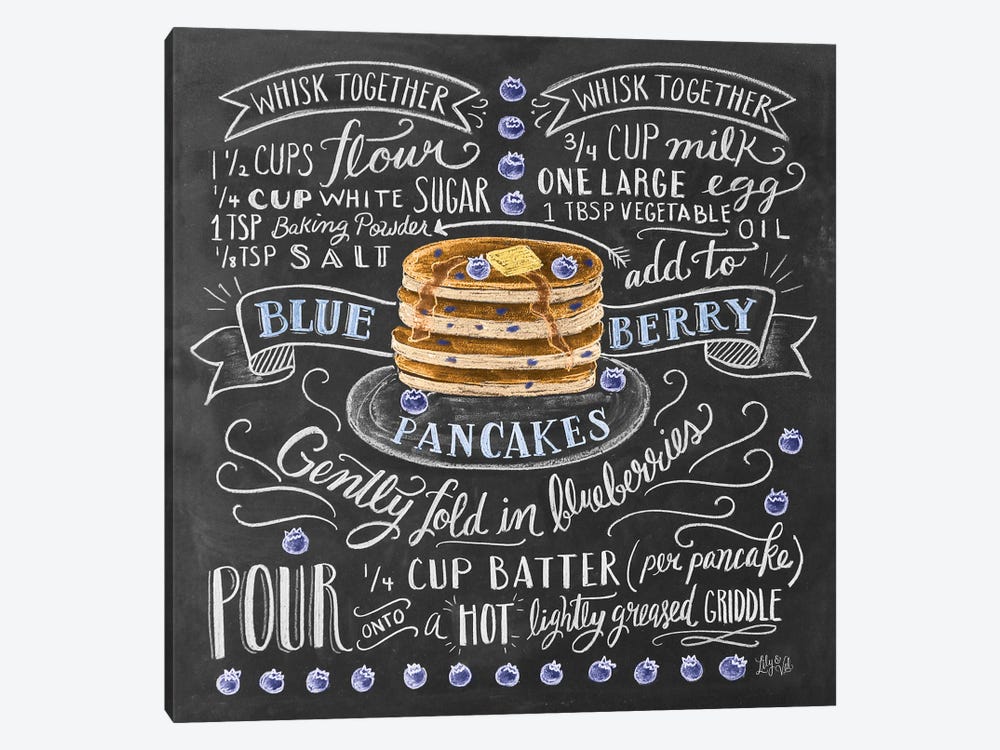 Blueberry Pancakes Recipe by Lily & Val 1-piece Canvas Art Print