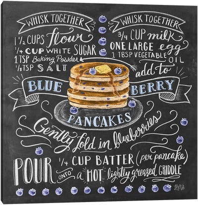 Blueberry Pancakes Recipe Canvas Art Print - Lily & Val