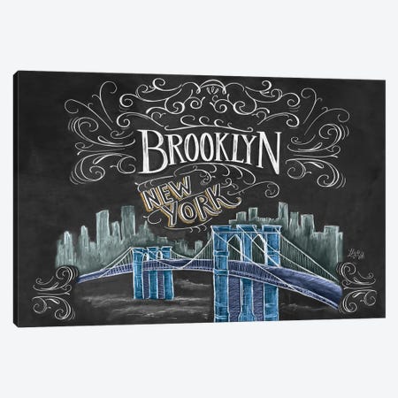 Brooklyn Bridge Ny Color Canvas Print #LLV34} by Lily & Val Canvas Art