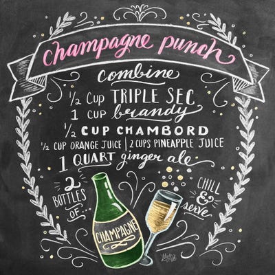 Champagne Punch Recipe by Lily & Val framed canvas print
