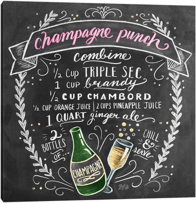 Champagne Punch Recipe Canvas Art Print - Champagne Art