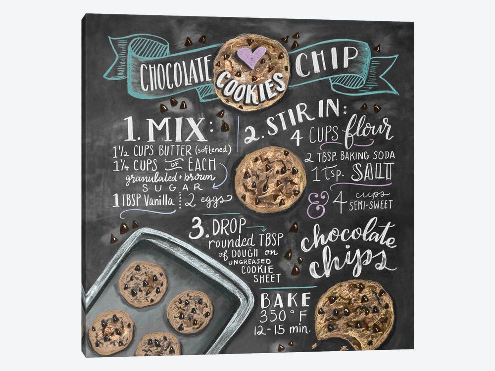 Chocolate Chip Cookies Recipe by Lily & Val 1-piece Canvas Artwork