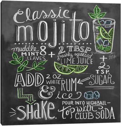 Classic Mojito Recipe Canvas Art Print - Cocktail & Mixed Drink Art