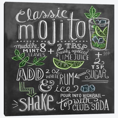 Classic Mojito Recipe Canvas Print #LLV47} by Lily & Val Canvas Art Print