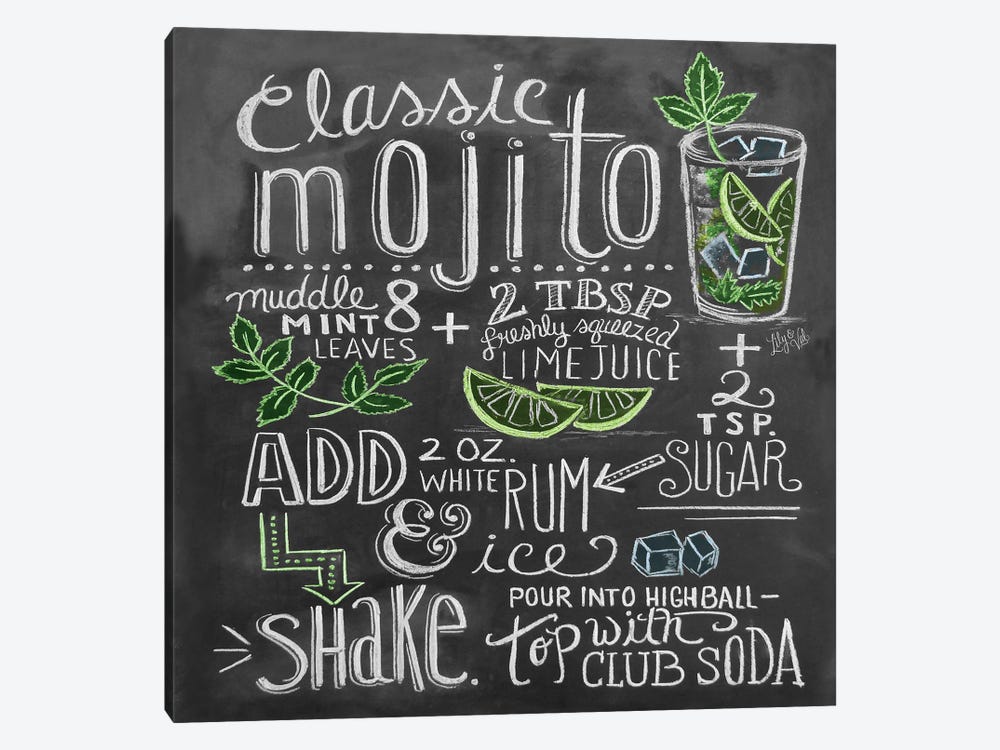 Classic Mojito Recipe by Lily & Val 1-piece Canvas Print