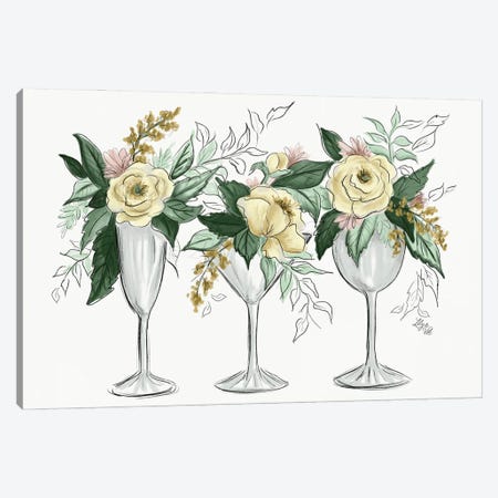 Cocktails And Flowers Canvas Print #LLV49} by Lily & Val Canvas Wall Art