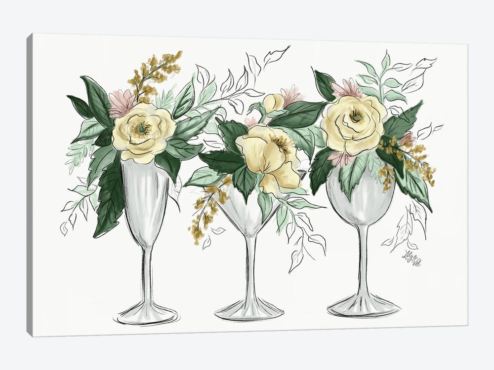 Cocktails And Flowers by Lily & Val 1-piece Canvas Art Print