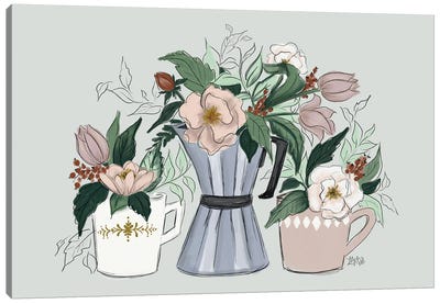 Coffee Florals Canvas Art Print - Lily & Val