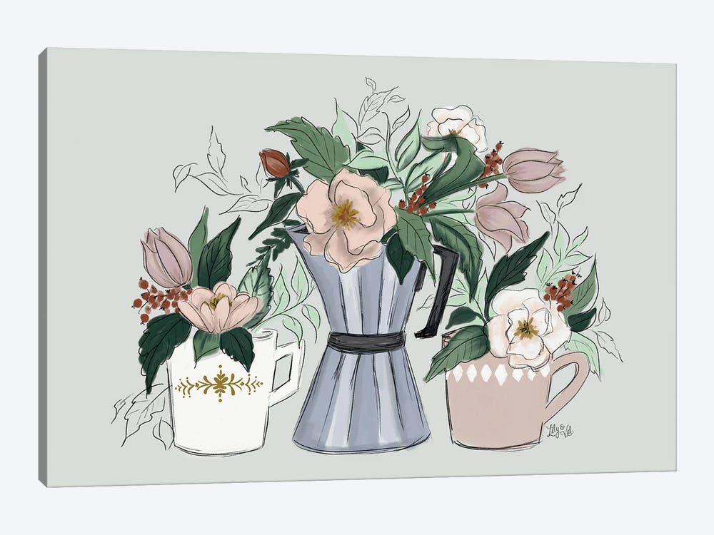 Coffee Florals by Lily & Val 1-piece Canvas Print