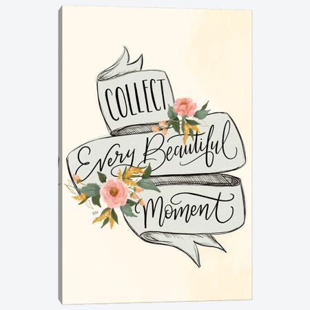 Collect Beautiful Moments - Blue Banner Canvas Print #LLV52} by Lily & Val Canvas Print