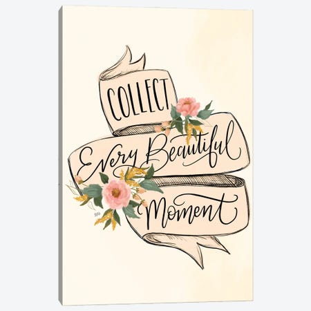 Collect Beautiful Moments - Pink Banner Canvas Print #LLV53} by Lily & Val Canvas Print