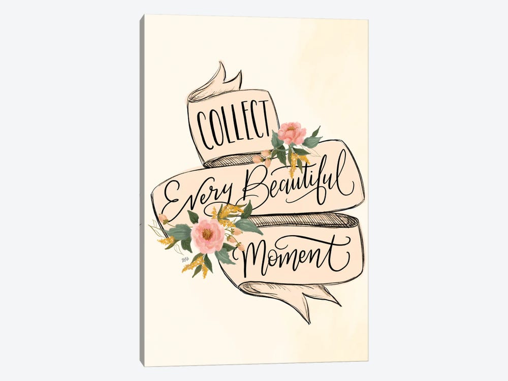 Collect Beautiful Moments - Pink Banner by Lily & Val 1-piece Canvas Art