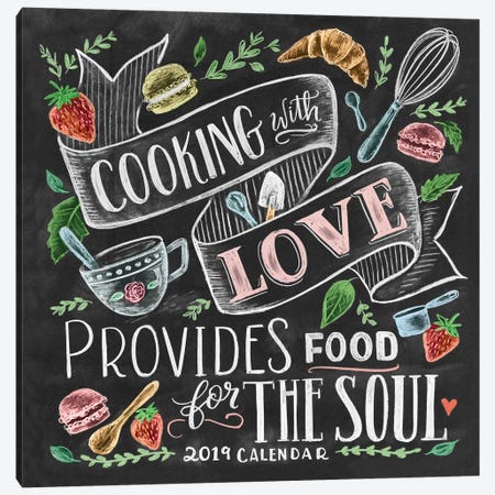 Cooking With Love Banner Canvas Print #LLV55} by Lily & Val Canvas Wall Art