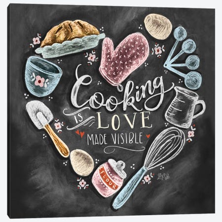 Cooking With Love Heart Canvas Print #LLV56} by Lily & Val Canvas Wall Art