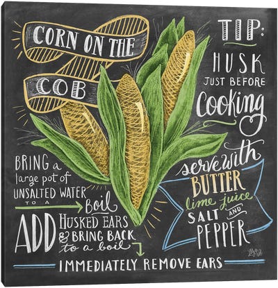 Corn On The Cob Recipe Canvas Art Print - Corn Art