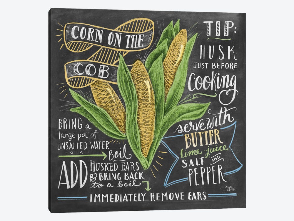 Corn On The Cob Recipe by Lily & Val 1-piece Canvas Print