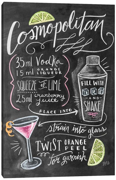 Cosmo Recipe Canvas Art Print - Food & Drink Typography