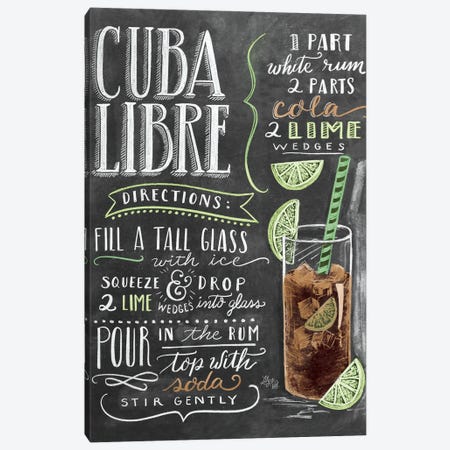 Cuba Libre Recipe Canvas Print #LLV62} by Lily & Val Canvas Wall Art