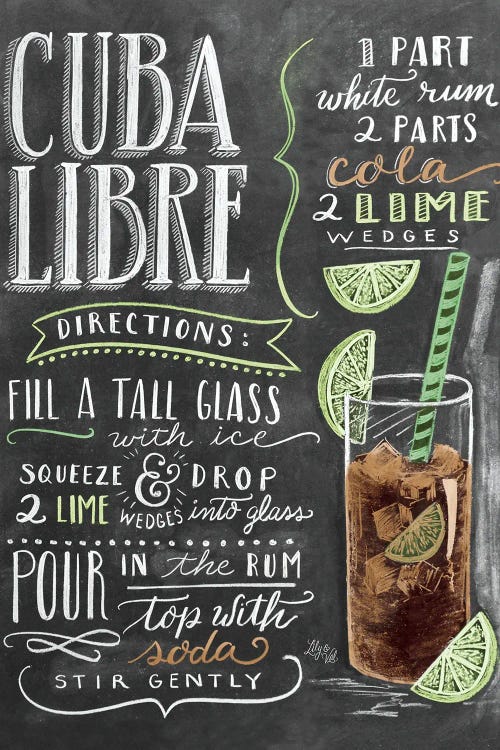Cuba Libre Recipe by Lily & Val wall art