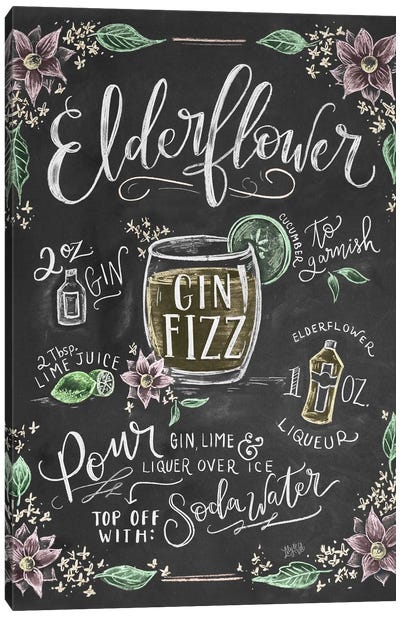 Elderflower Gin Fizz Recipe Canvas Art Print - Lily & Val