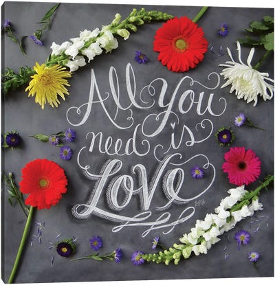 All You Need Is Love Florals Canvas Art Print - Lily & Val