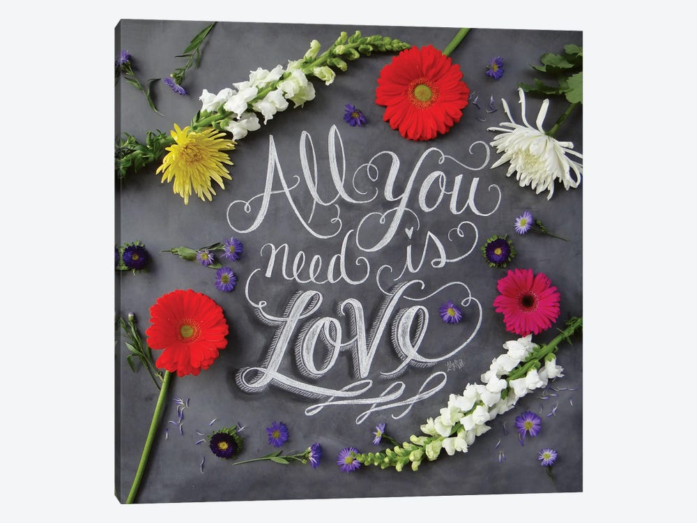 All You Need Is Love Florals by Lily & Val 1-piece Canvas Wall Art