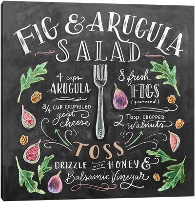 Fig And Arugula Salad Recipe Canvas Art Print - Vegetable Art