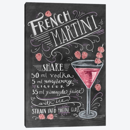 French Martini Recipe Canvas Print #LLV75} by Lily & Val Canvas Art