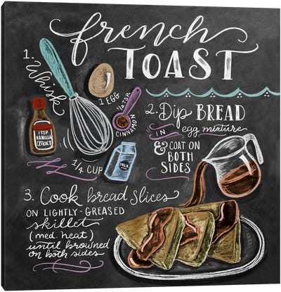 French Toast Recipe Canvas Art Print - Food & Drink Typography