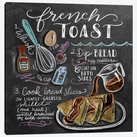 French Toast Recipe Canvas Print #LLV76} by Lily & Val Canvas Wall Art