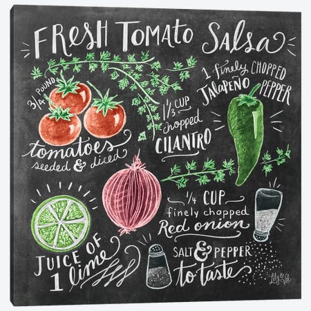 Fresh Tomato Salsa Recipe Canvas Print #LLV78} by Lily & Val Art Print