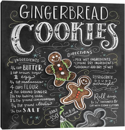 Gingerbread Cookies Recipe Canvas Art Print - Christmas Signs & Sentiments