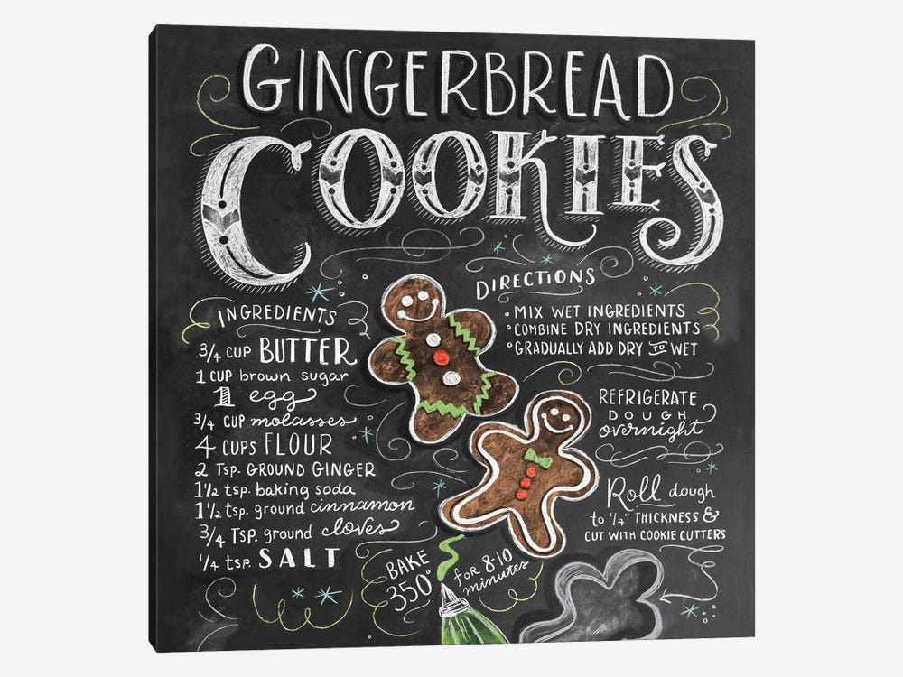 Gingerbread Cookies Recipe by Lily & Val 1-piece Canvas Artwork