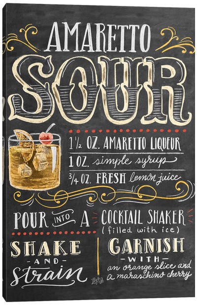 Amaretto Sour Recipe Canvas Art Print - Cocktail & Mixed Drink Art