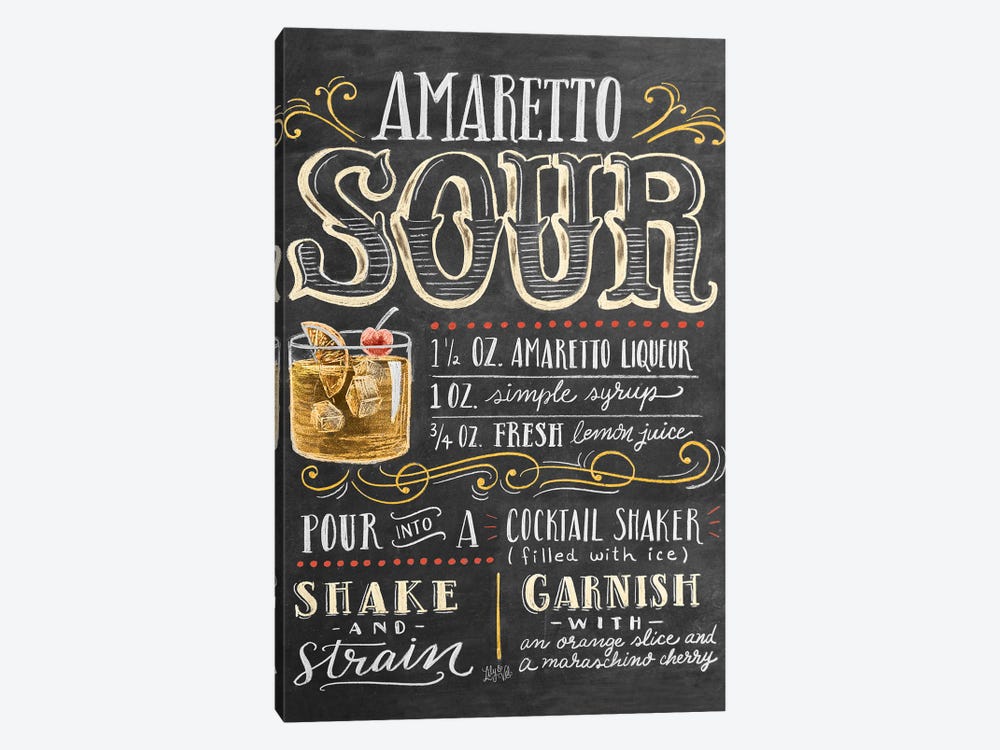 Amaretto Sour Recipe by Lily & Val 1-piece Canvas Art Print