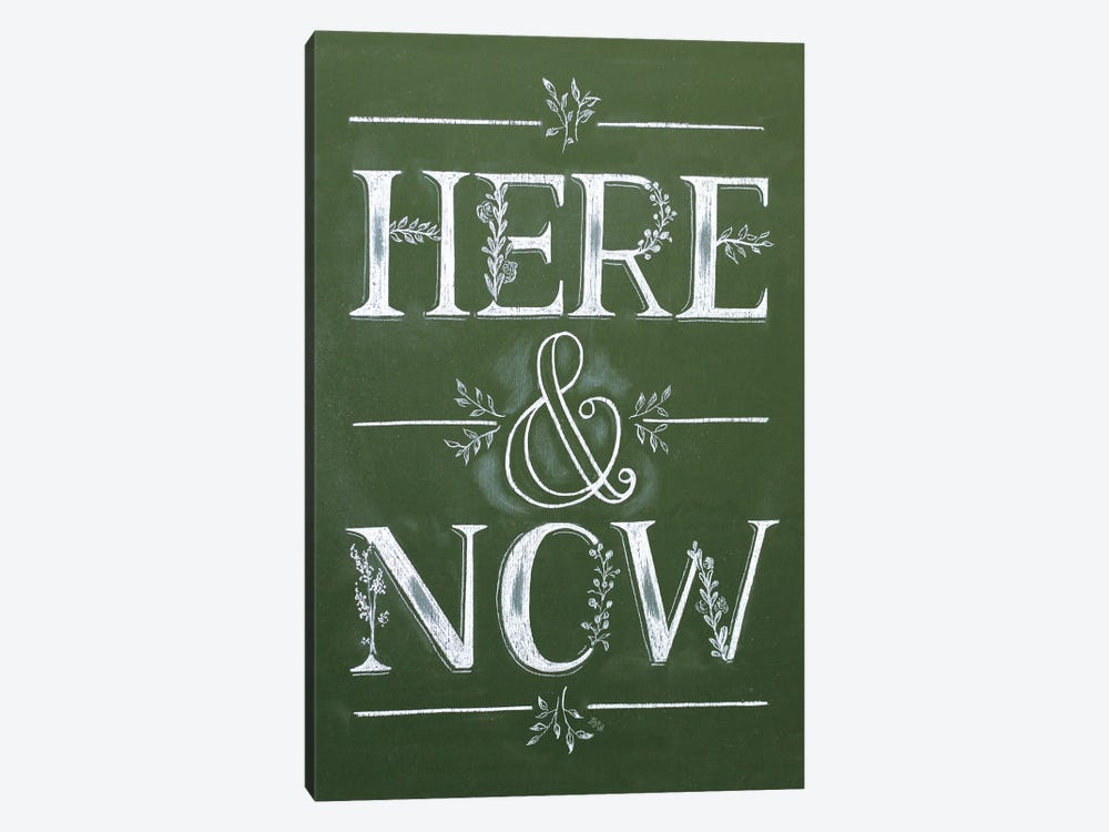 Green Chalk Here And Now by Lily & Val 1-piece Canvas Art Print