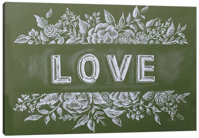 Green Chalk Love Canvas Art Print - Lily & Val