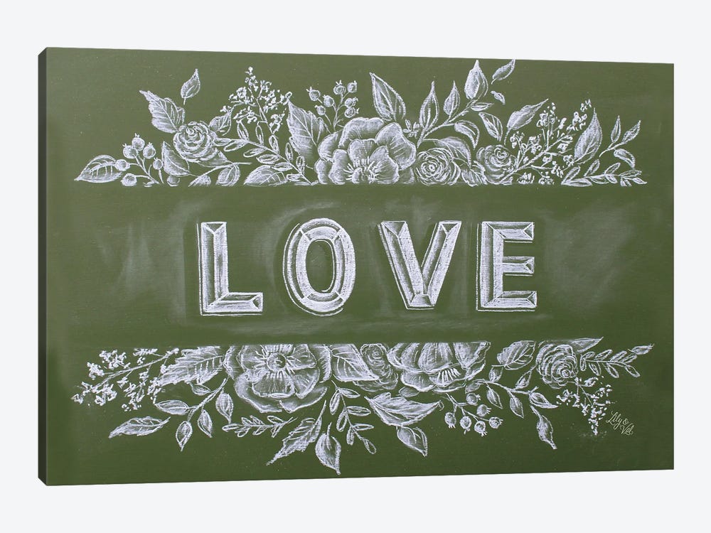 Green Chalk Love by Lily & Val 1-piece Canvas Wall Art