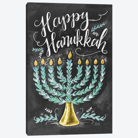 Happy Hanukkah Canvas Print #LLV88} by Lily & Val Canvas Wall Art